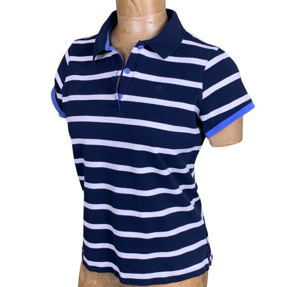 IZOD Women's Striped Cotton Short Sleeve Polo Golf Shirt Sz L #332F - Picture 4 of 15
